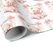 Bébé rose Teddy Bear Papier cadeau (Coin rond)