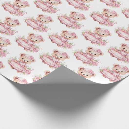 Bébé rose Teddy Bear Papier cadeau (Coin)