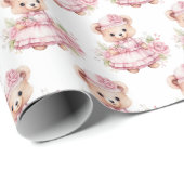 Bébé rose Teddy Bear Papier cadeau (Coin rond)