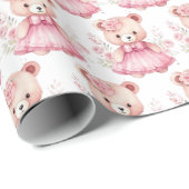Bébé rose Teddy Bear Papier cadeau (Coin rond)