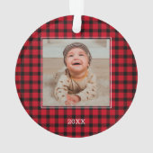 Bébé rouge en plaid photo Noël (dos)