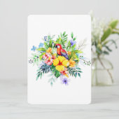 Bébé Rouge Macaw Avec Fleurs Tropicales Cartes de (Debout devant)