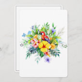 Bébé Rouge Macaw Avec Fleurs Tropicales Cartes de (Devant / Derrière)