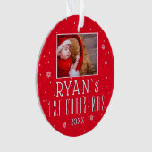 Bébé`s 1er Noël Flocon de neige rouge Photo Noël (devant)