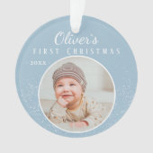 Bébé`s First Christmas Blue Baby Boy Photo (devant)