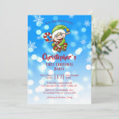 Bébé`s First Christmas Party Elf Candy Invitation (Debout devant)