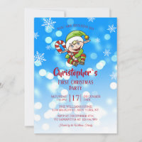 Bébé`s First Christmas Party Elf Candy Invitation