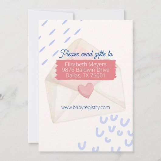 Bébé Saupoudré par invitation par courrier (Dos)