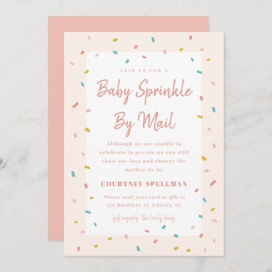 Bébé saupoudré par invitation par courrier (Devant / Derrière)