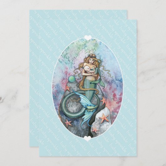 Bébé Saupoudrer Invitations Sirène et bébé (Devant / Derrière)