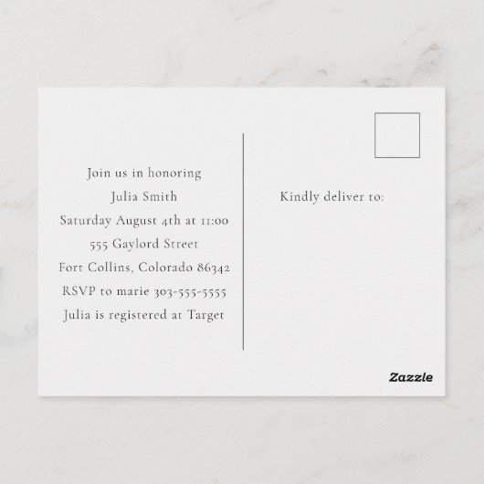 Bébé saupoudrer l'invitation carte postale (Dos)