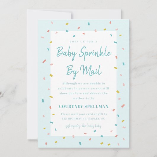 Bébé Saupoudrer par la poste invitations de douche (Devant)