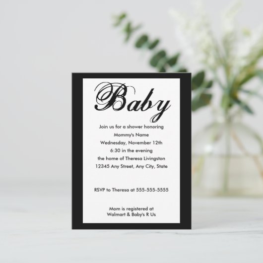 Bébé Script Baby shower Invitation Blanc (Debout devant)