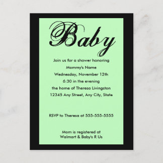 Bébé Script Baby shower Invitation Vert
