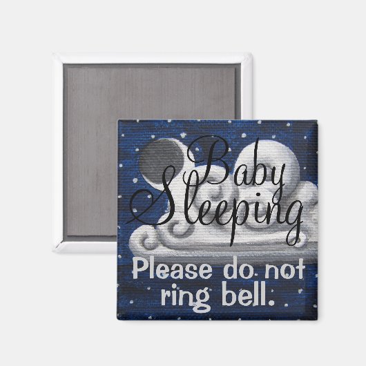 Bébé Sleeping nuageux nuit devant la porte aimant (Recto/Verso)