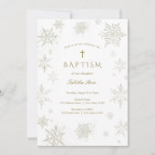 Bébé Snowflake Baptême Invitation (Devant)
