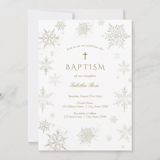 Bébé Snowflake Baptême Invitation (Devant)