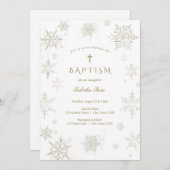 Bébé Snowflake Baptême Invitation (Devant / Derrière)