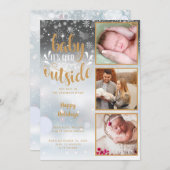 Bébé son froid dehors 3 Faire-part de naissance ph (Devant / Derrière)