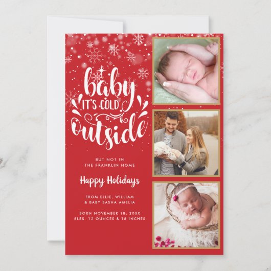 Bébé son froid dehors 3 Faire-part de naissance ph (Devant)
