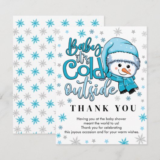 bébé son froid dehors cartes de remerciements (Devant / Derrière)