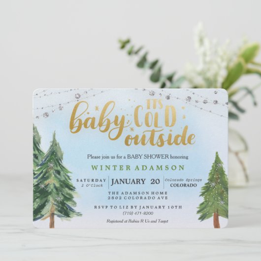 Bébé son invitation extérieure froide de baby (Debout devant)