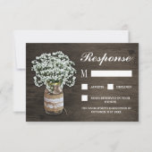Bébé souffle Burlap Mason Jar Wedding Cartes RSVP (Devant)