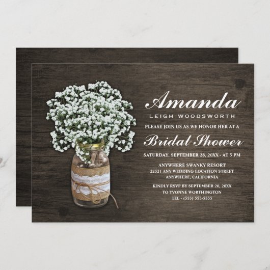 Bébé souffle Burlap nuptiale douche Invitations (Devant / Derrière)