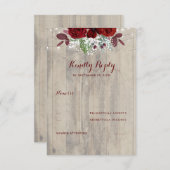 Bébé souffle et fleurs bordeaux RSVP rustique (Devant / Derrière)