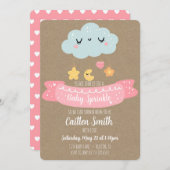 Bébé Sprinkle Baby shower Cloud Invitation (Devant / Derrière)