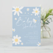 Bébé Sprinkle, Baby shower invitation Daisy Blue (Debout devant)