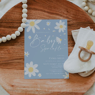 Bébé Sprinkle, Baby shower invitation Daisy Blue