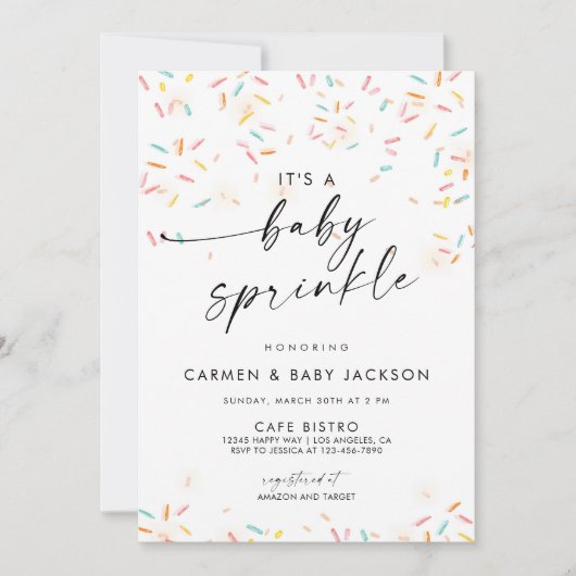 Bébé Sprinkle Douche Invitation Confetti Sprinkles (Devant)