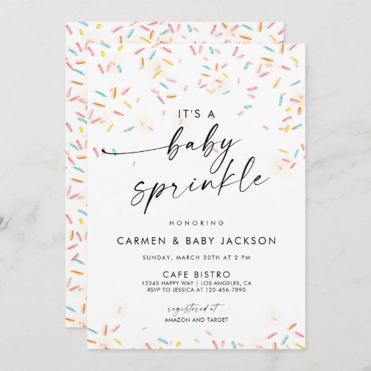 Bébé Sprinkle Douche Invitation Confetti Sprinkles (Devant / Derrière)