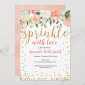 Bébé Sprinkle Invitation Card Floral (Devant / Derrière)