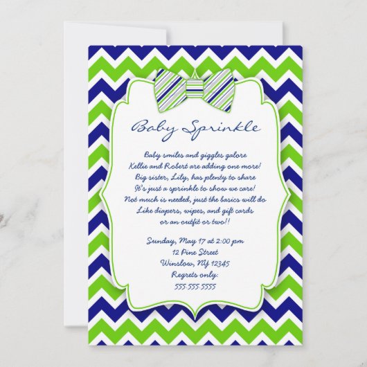Bébé Sprinkle Marine Green Bow cravate invitation (Devant)