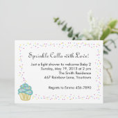 Bébé Sprinkle Shower Invitation avec Blue Cupcake (Debout devant)