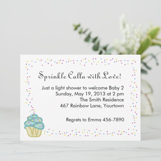 Bébé Sprinkle Shower Invitation avec Blue Cupcake (Debout devant)