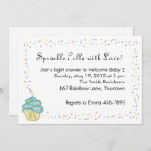 Bébé Sprinkle Shower Invitation avec Blue Cupcake (Devant / Derrière)