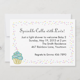 Bébé Sprinkle Shower Invitation avec Blue Cupcake