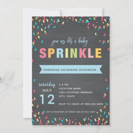 Bébé Sprinkle Shower Invitation Bannière Bleue (Devant)