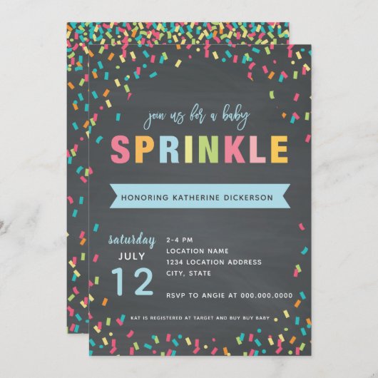 Bébé Sprinkle Shower Invitation Bannière Bleue (Devant / Derrière)