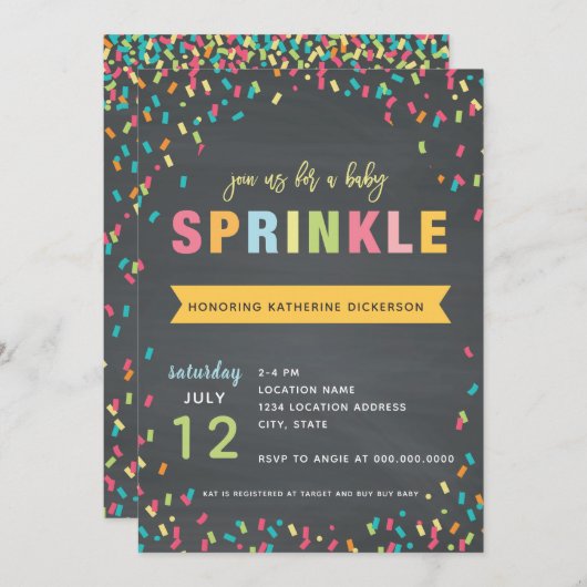 Bébé Sprinkle Shower Invitation Couleur multiple (Devant / Derrière)