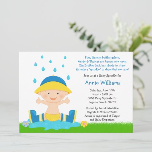 Bébé Sprinkle Shower Invitation pour bébé garçon (Debout devant)