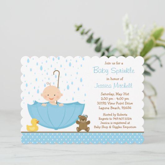 Bébé Sprinkle Shower Invitation pour garçon (Debout devant)