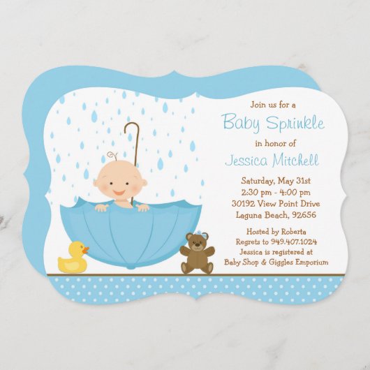 Bébé Sprinkle Shower Invitation pour garçon (Devant / Derrière)