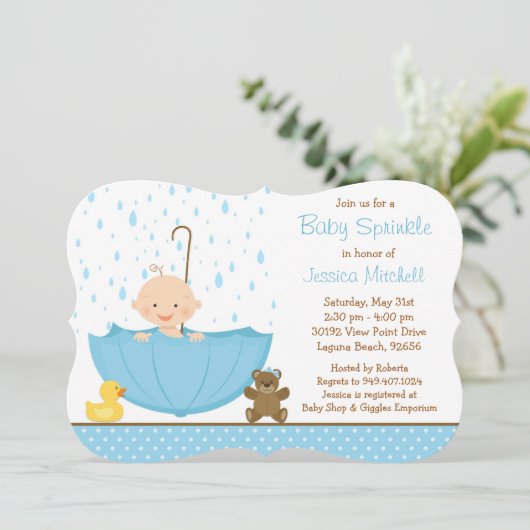 Bébé Sprinkle Shower Invitation pour garçon (Debout devant)