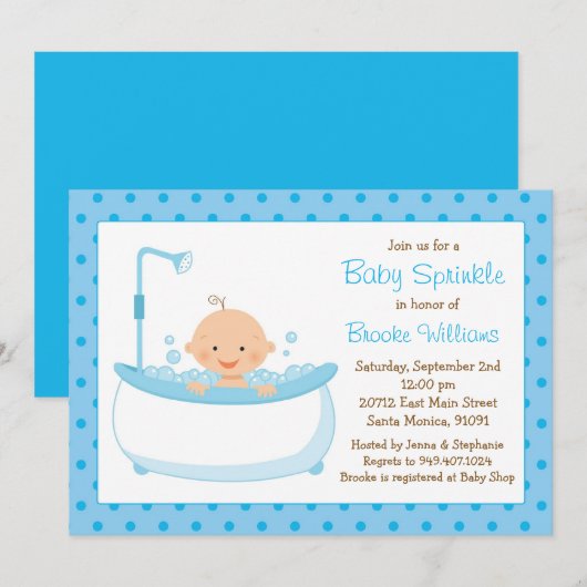 Bébé Sprinkle Shower Invitation pour garçon (Devant / Derrière)