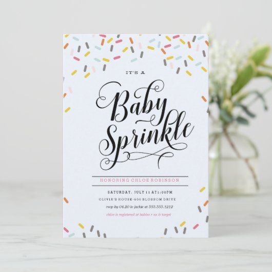 BÉBÉ SPRINKLES CONFETTI INVITATION (Debout devant)
