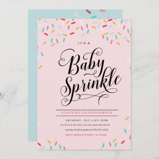 BÉBÉ SPRINKLES CONFETTI INVITATION (Devant / Derrière)